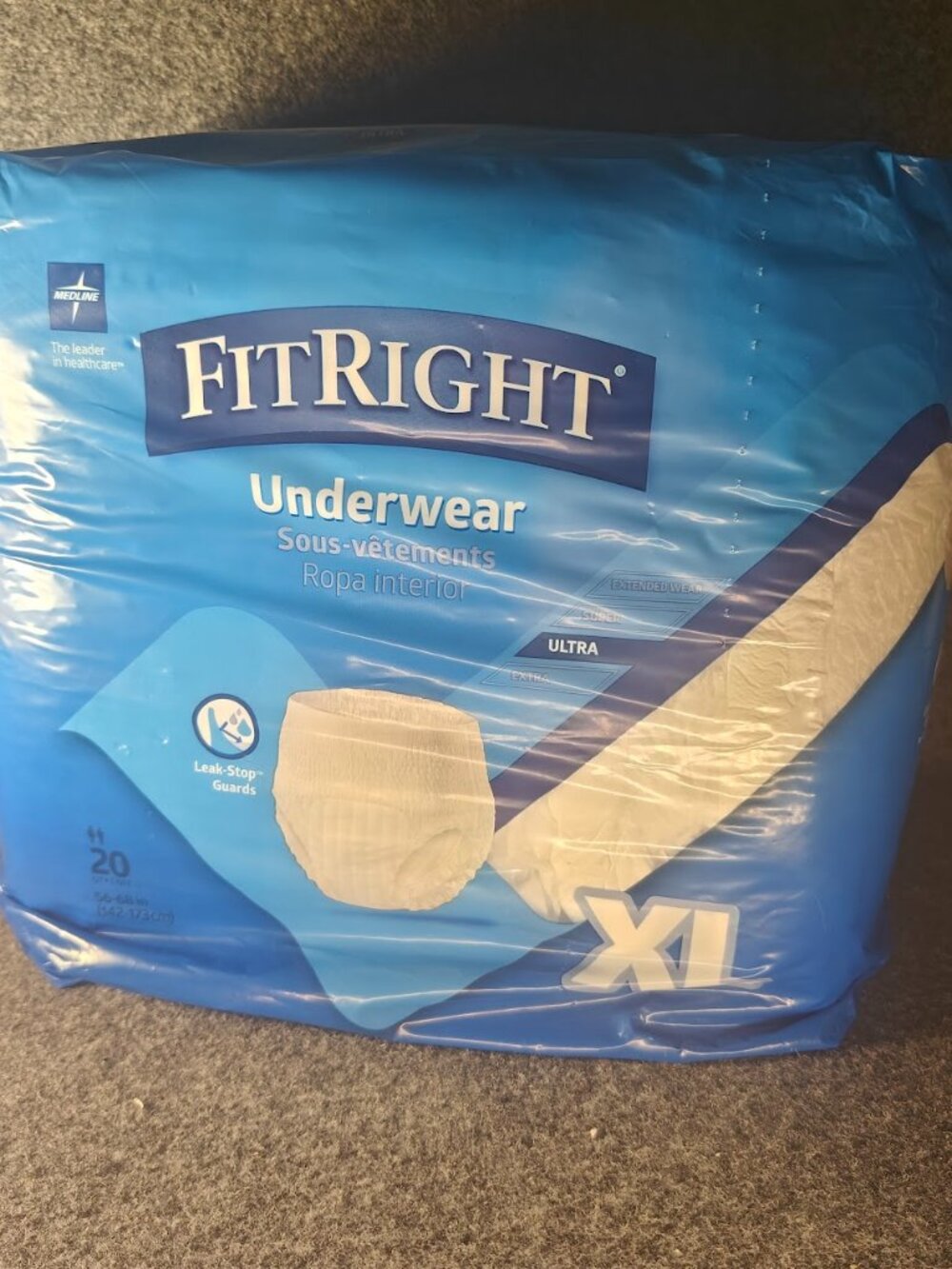 FitRight Ultra Underwear XL 20‑Count Disposable Incontinence NEW